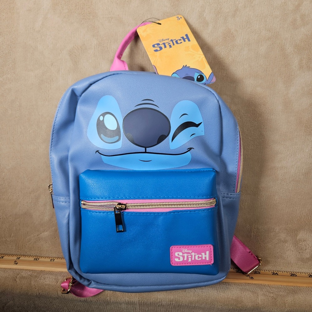 NWT Disney Stitch Winking Mini-Backpack Blue Pink Bioworld Kid Lilo and Stitchs